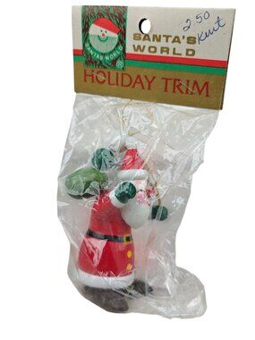 Vintage Kurt Adler Santa Ornament Hand-painted Red/Green Mid-Century Christmas